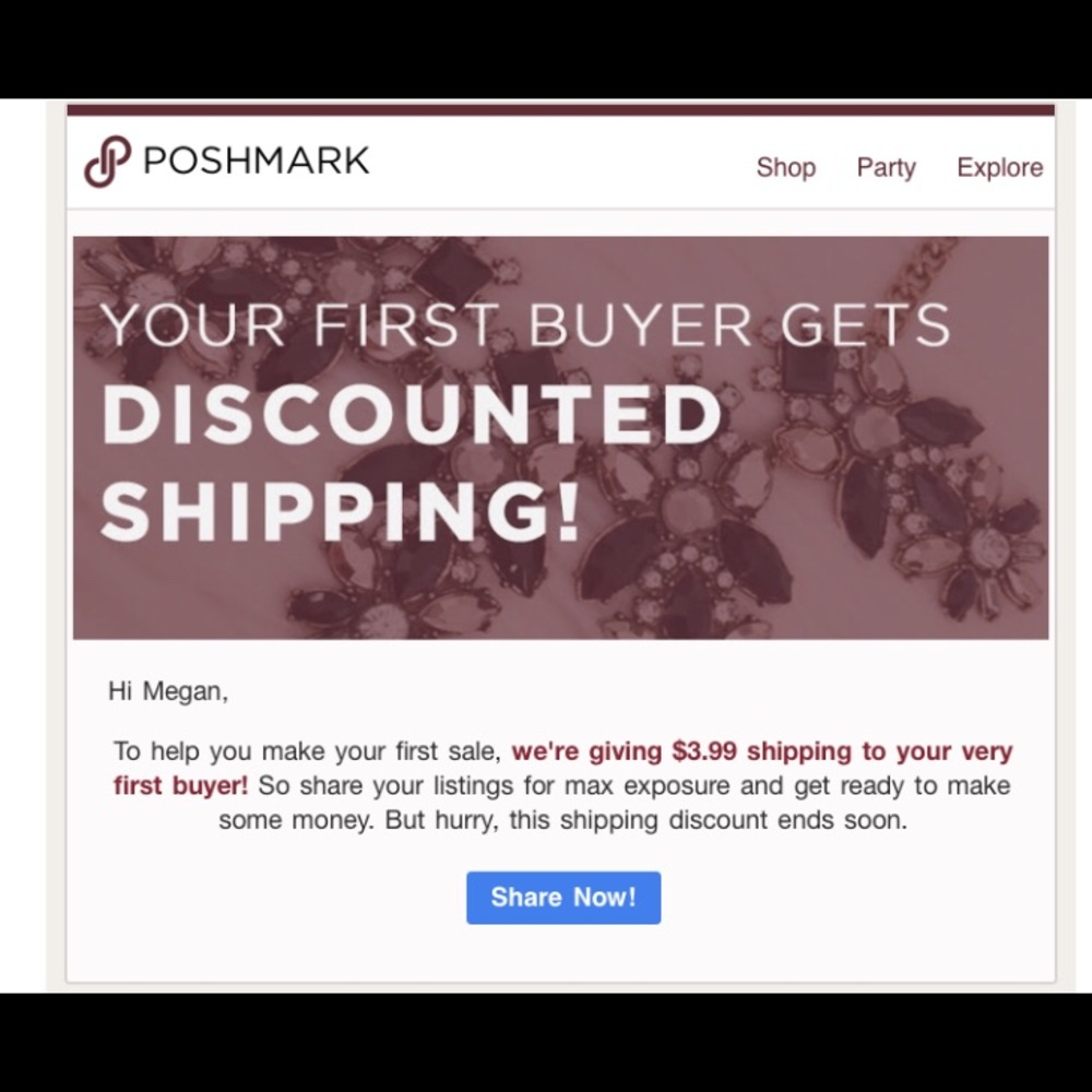Free shipping on first sale
